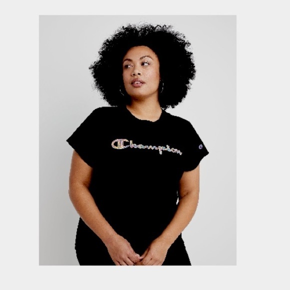 Champion Plus Classic Tee, Brush Stroke Script Logo Black 2X - Picture 3 of 9
